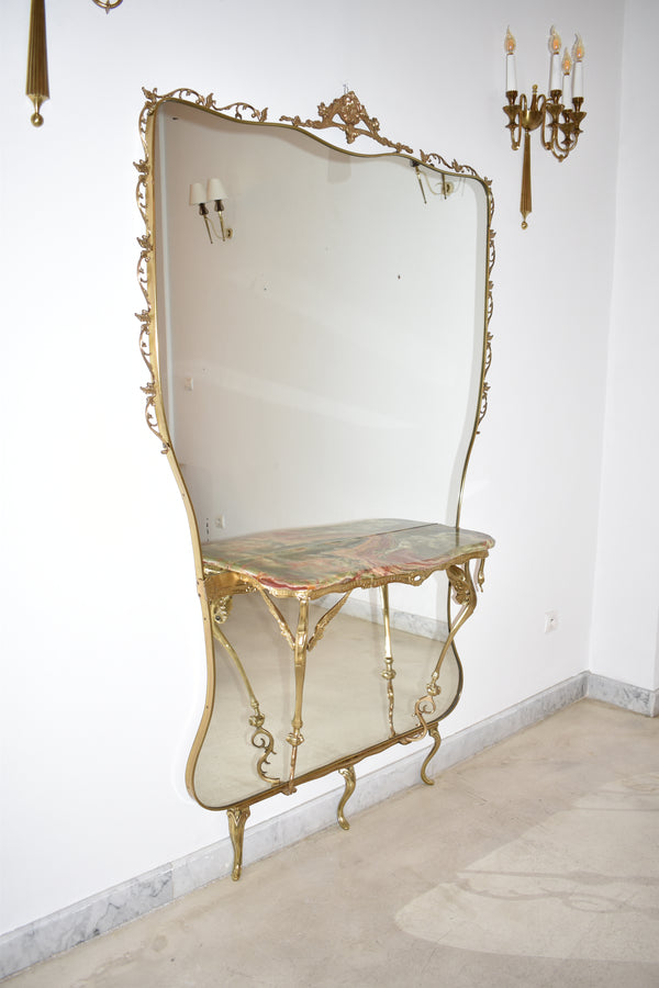 Italian Mirrored Console in Style of Hollywood Regency, 1950s