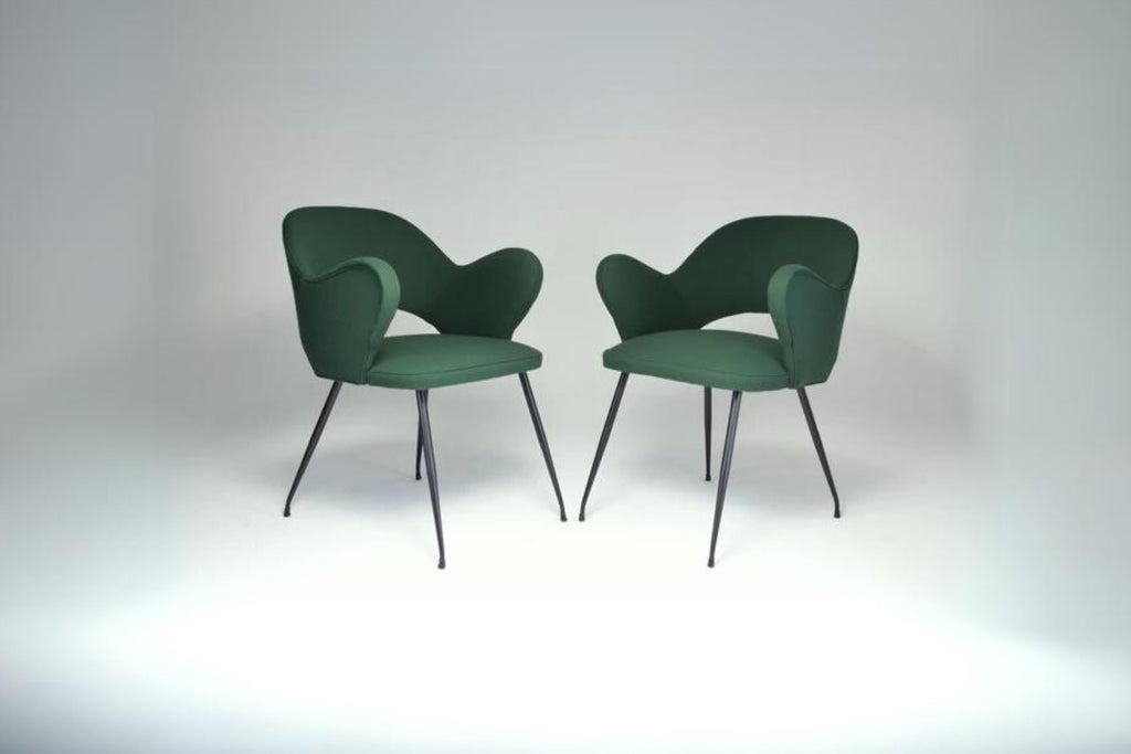 1950s Pair of Italian Green Armchairs
