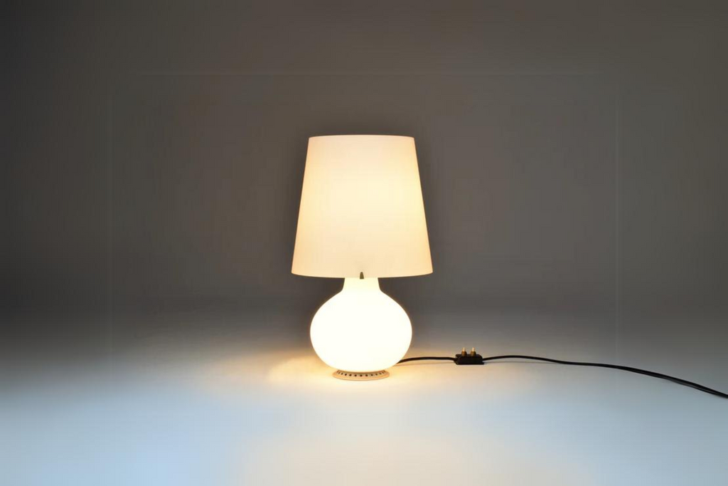 1953 First Edition Max Ingrand White Glass Double Light Table Lamp