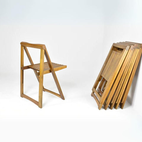 Set of 6 Folding Italian chairs by Aldo Jacober for Alberto Bazzani, 1960s