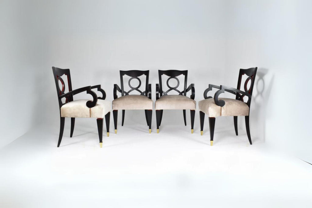 Set of 4 Restored Italian Dining Armchairs, 1960's