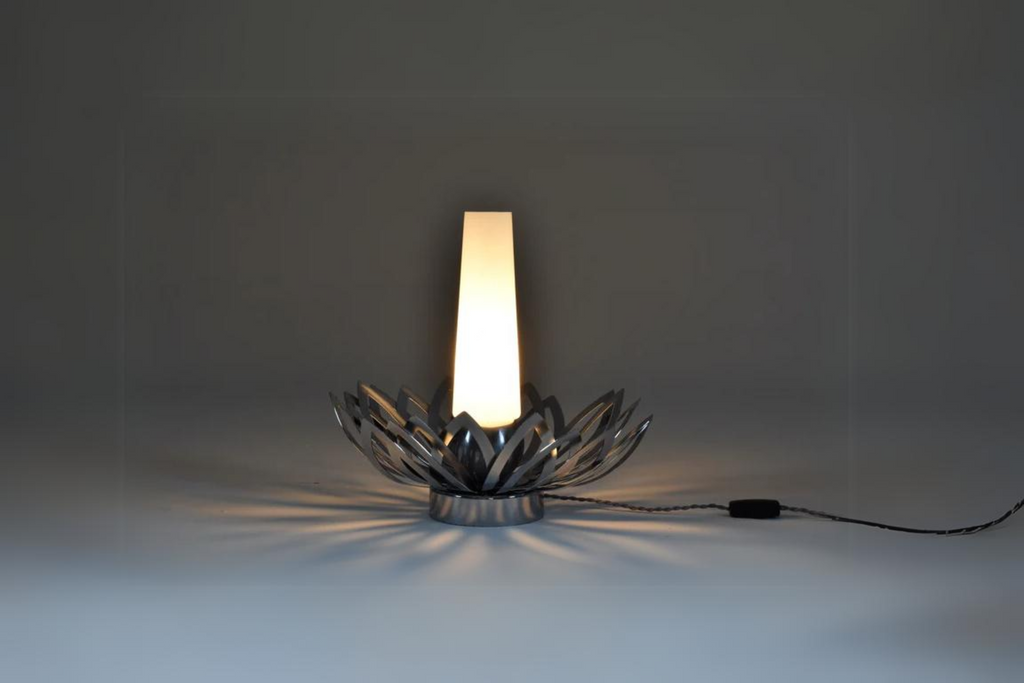 1970's Stainless Steel Flower Lamp by Jacqueline Trocmé