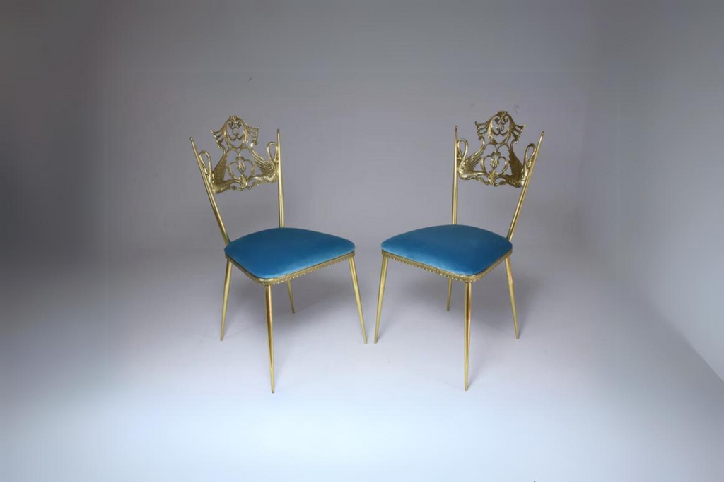 20th Century Pair of Italian Vintage Brass Swan Chairs, 1950s