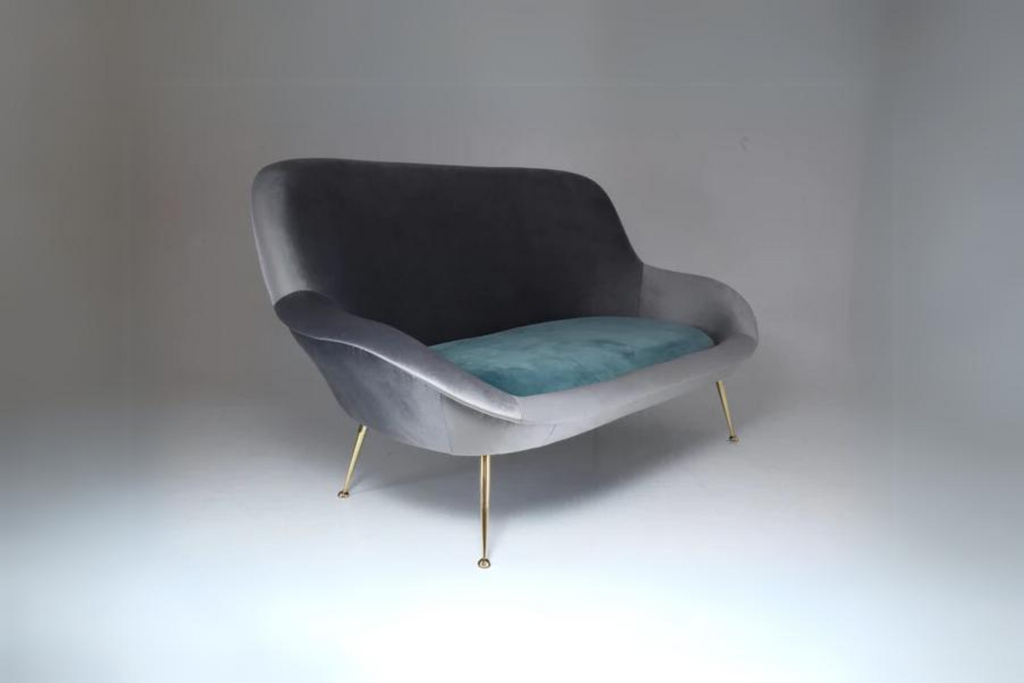 Italian Midcentury Velvet Sofa Set by ISA Bergamo, 1950s