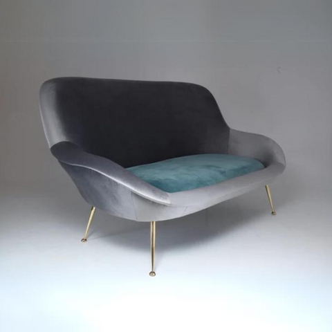 Italian Midcentury Velvet Sofa Set by ISA Bergamo, 1950s