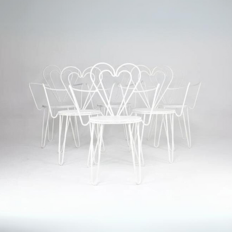French Metal Heart Chairs by Mathieu Matégot, 1950s
