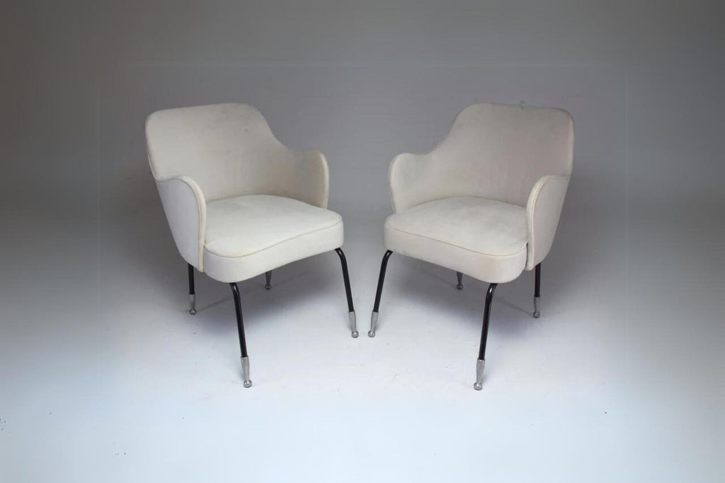 Shop Pair of Italian Vintage Curved Armchairs, 1950's - Spirit Gallery Vintage Furniture