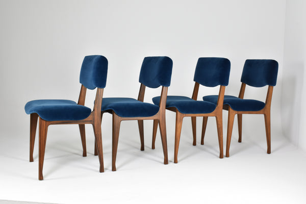 Italian Ico Parisi Wooden Dining Chairs, Set of Four, 1950s-60s