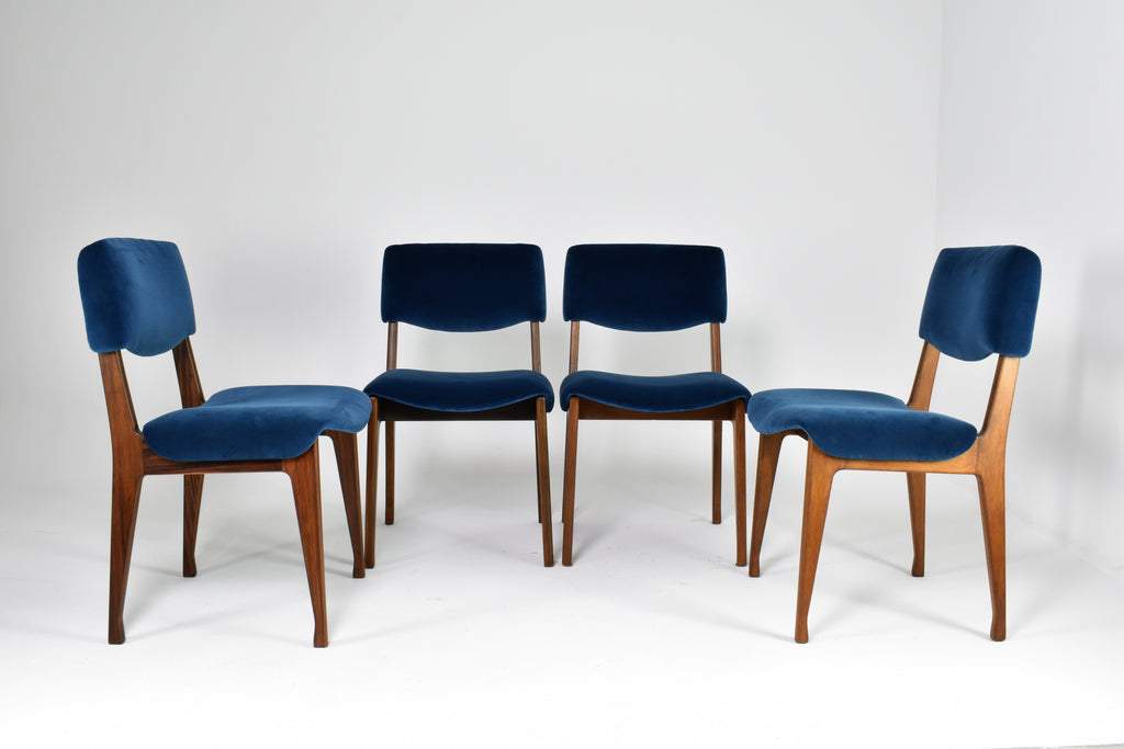 Italian Ico Parisi Wooden Dining Chairs, Set of Four, 1950s-60s
