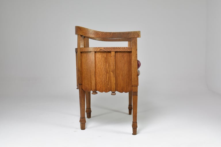 1920's French Wooden and Leather Desk with Chair