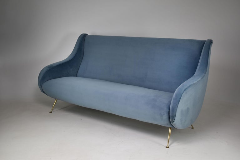 1950's Italian Velvet Restored Sofa