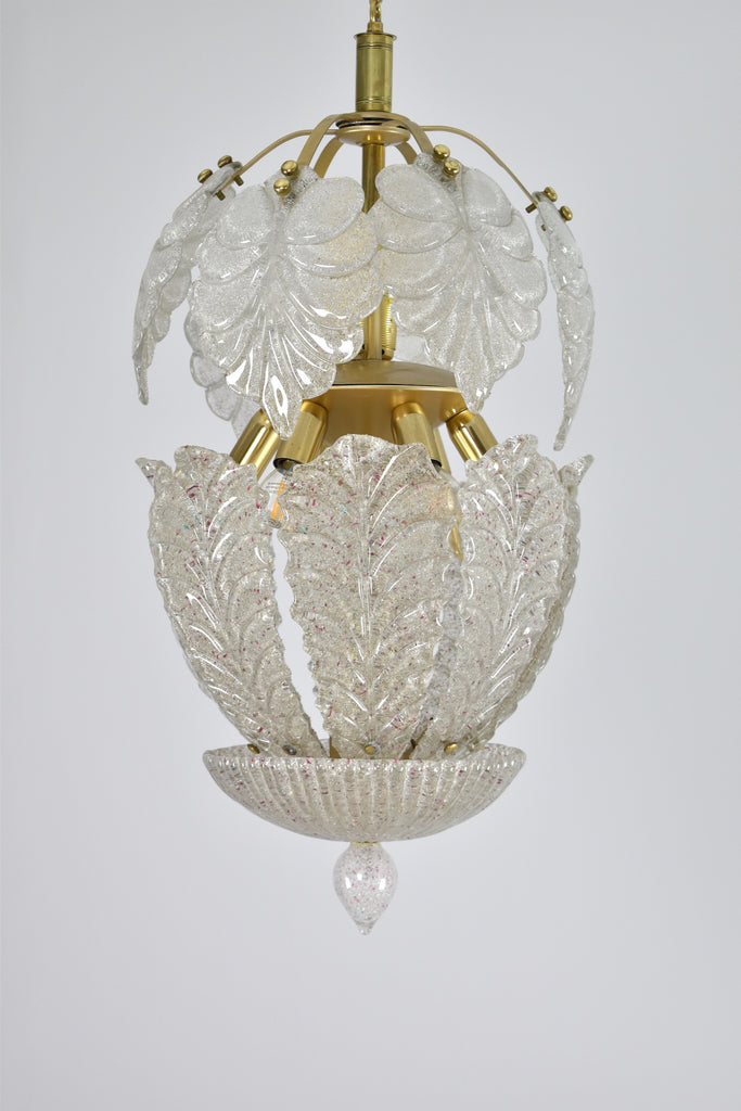 1970's Italian Mid-Century Murano Glass Leaf Pendant by Barovier Toso