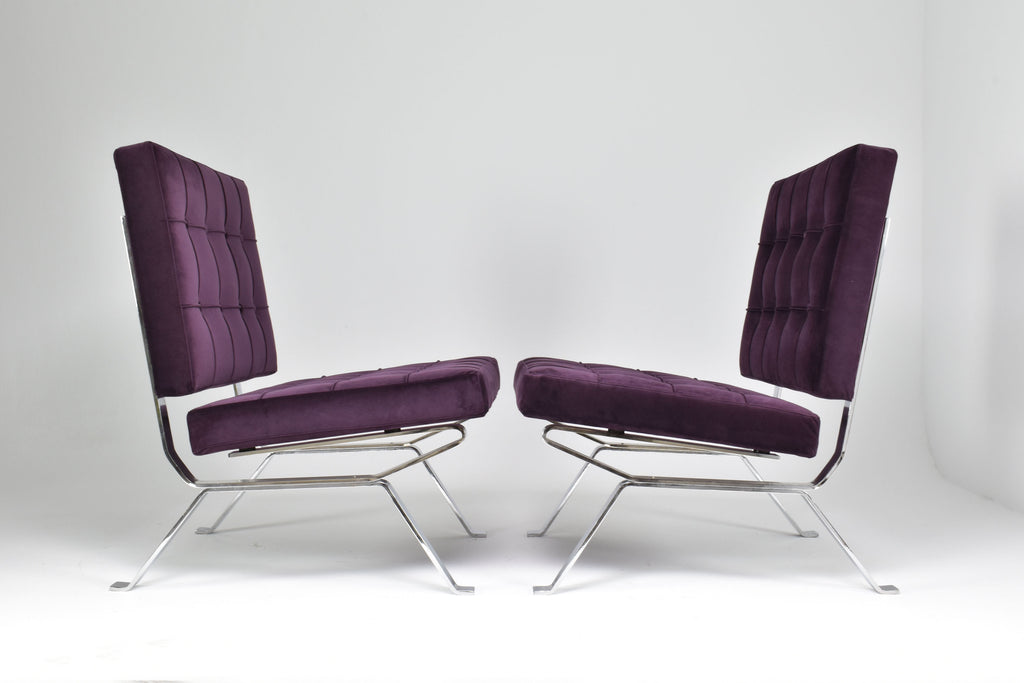 Pair of Italian Mid-Century Dione Gastone Rinaldi Lounge Chairs, 1950's