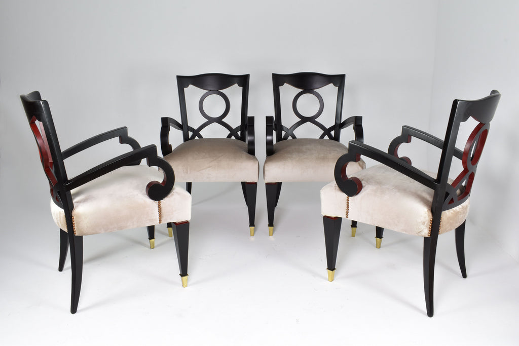 Set of 4 Restored Italian Dining Armchairs, 1960's
