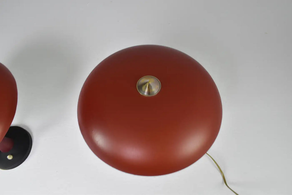 Italian Red Aluminum Table Lamps, Set of Two, 1960s