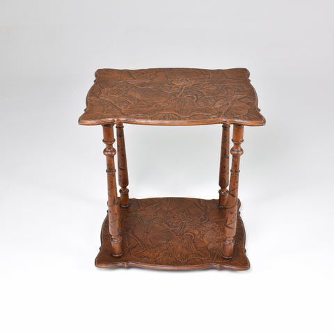 1900's Japanese Sculpted Wooden Tea Table