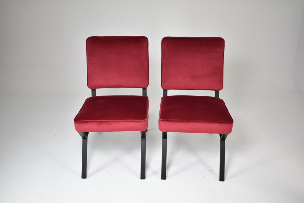 Pair of Italian Velvet Chairs, 1950s