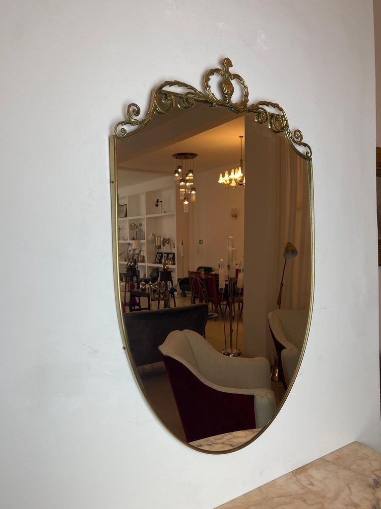 1950's Italian Brass Marble Console with Mirror