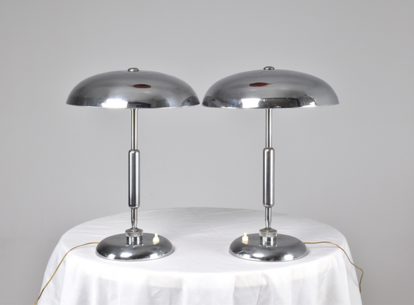 Italian Nickel Table Lamps by Giovanni Michelucci, 1950s
