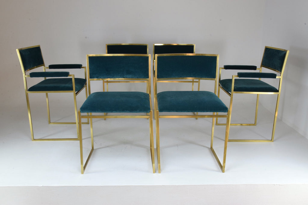 20th Century Chairs and Armchairs by Willy Rizzo, Set of 6, 1970's - Spirit Gallery 