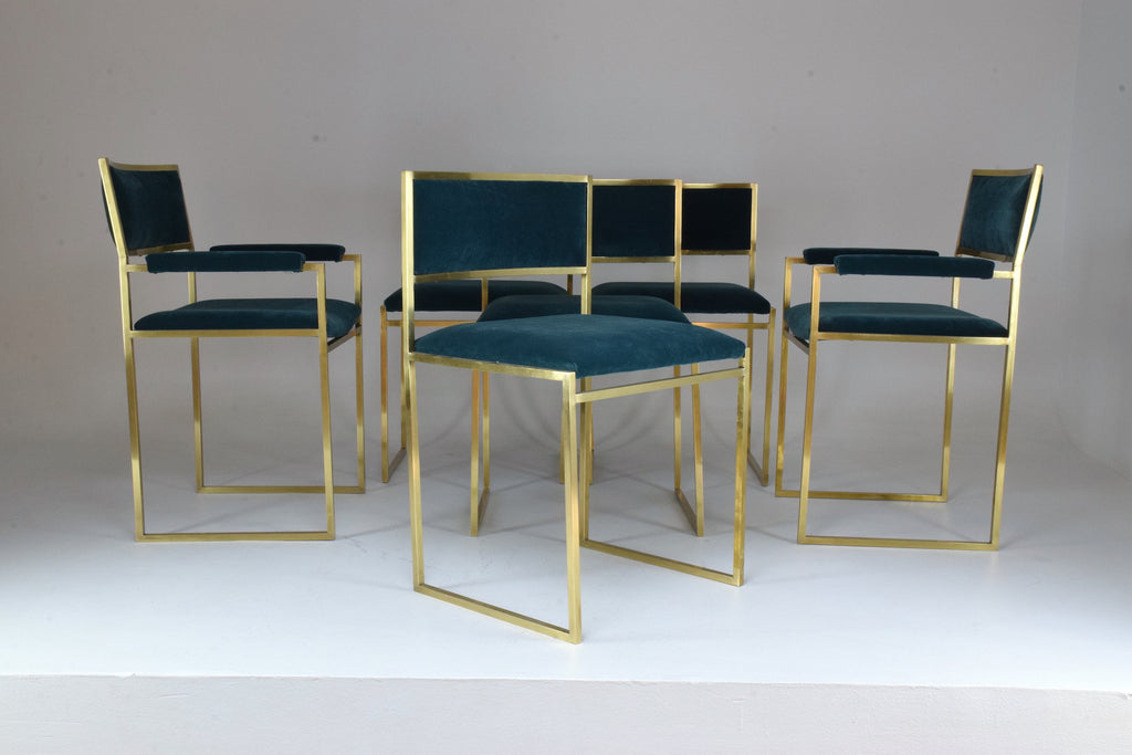 20th Century Chairs and Armchairs by Willy Rizzo, Set of 6, 1970's - Spirit Gallery 