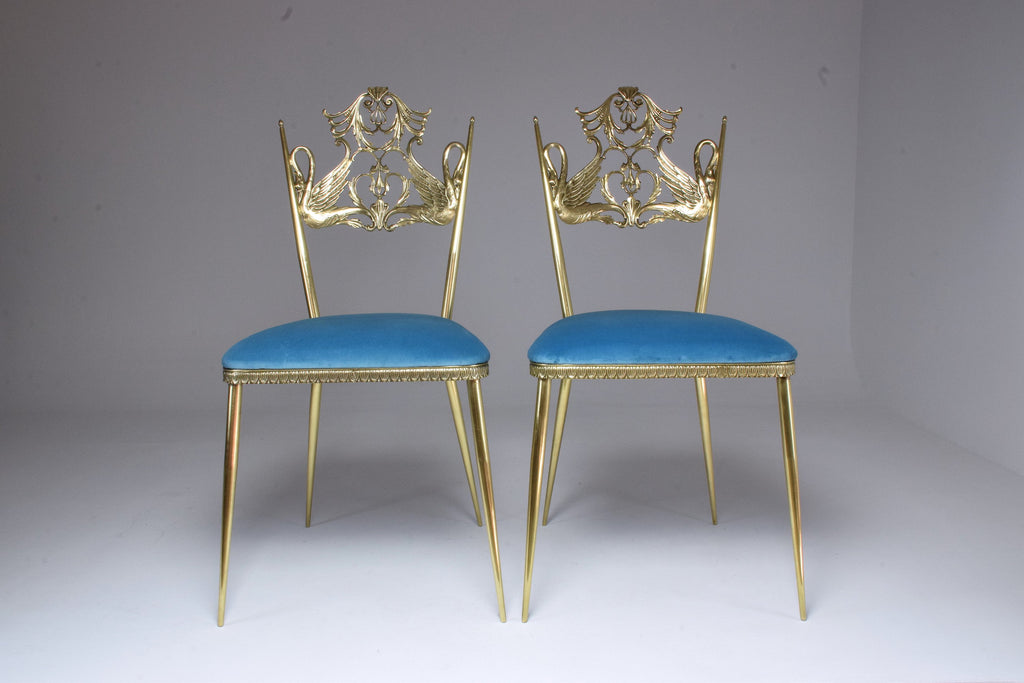 20th Century Pair of Italian Vintage Brass Swan Chairs, 1950s - Spirit Gallery 