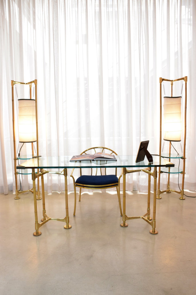 20th Century Vintage Brass Bamboo Desk Gabriella Crespi Style, 1970s - Spirit Gallery 