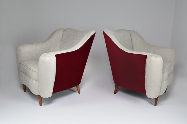 1950's Pairs of Restored Italian Armchairs Attributed to Gio Ponti - Spirit Gallery 