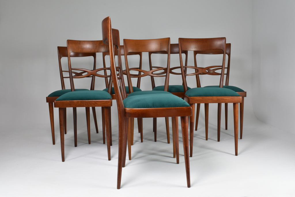 1970's Consorzio Sedie Friuli Restored Dining Chairs, Set of 8 - Spirit Gallery 