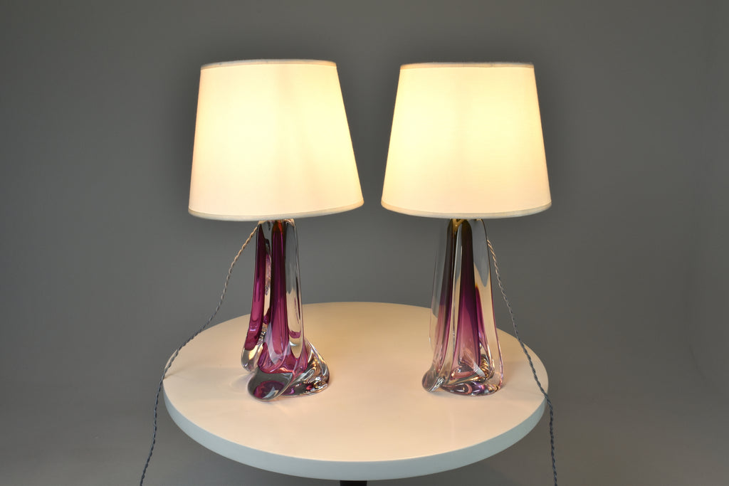 1960's Val Saint Lambert Crystal Table Lamps - Spirit Gallery 