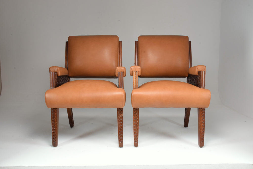 1950's Pair of Art Deco Style Sculpted Armchairs - Spirit Gallery 