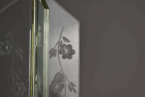 Italian 1950's Flower Engraved Table Lamp Fontana Arte Style - Spirit Gallery 