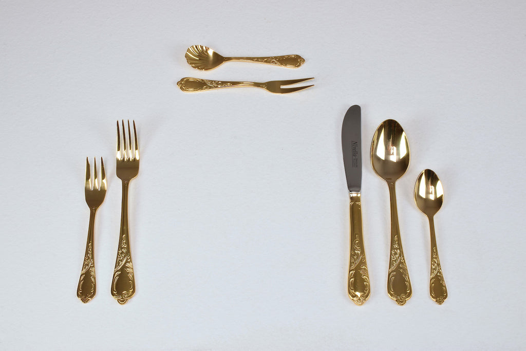 24 karat 11 pers. Flatware Cutlery Set by Nivella Solingen - Spirit Gallery 