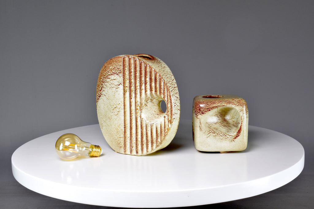 Pair of 1970's Italian Textured Ceramic Vases - Spirit Gallery 
