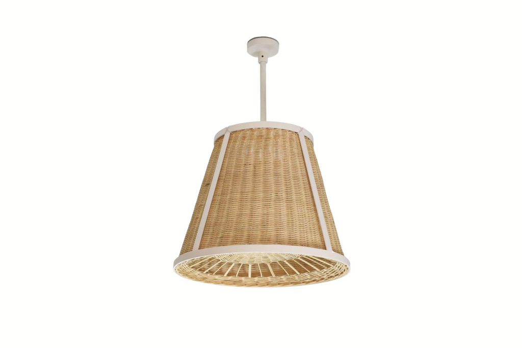 Caeli-W Handcrafted White Rattan Pendant Light Fixture, Flow Collection