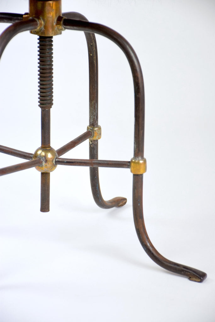 Adjustable Art Deco/Industrial Cowhide Stool, 1930's - Spirit Gallery 