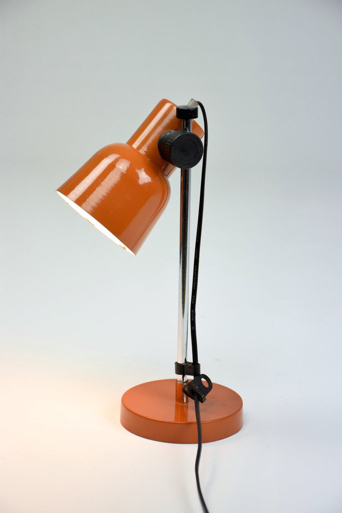 Adjustable Desk Lamp in Red Enameled Steel and Chrome, 1970's - Spirit Gallery 