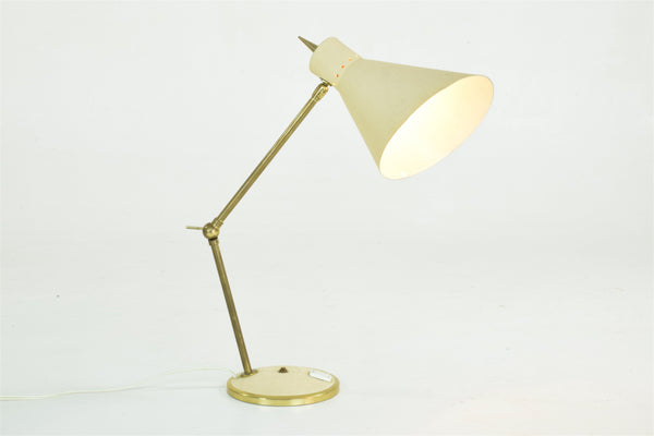 Articulating Brass and Enameled Aluminium Desk Lamp, 1960's - Spirit Gallery 