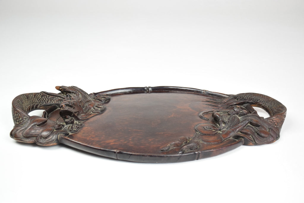 Carved Hardwood Two Handled Vintage Tray, China - Spirit Gallery 