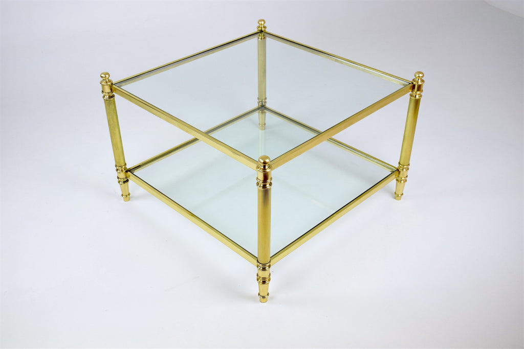 French Brass Two Tier Coffee Table, 1970's - Spirit Gallery 
