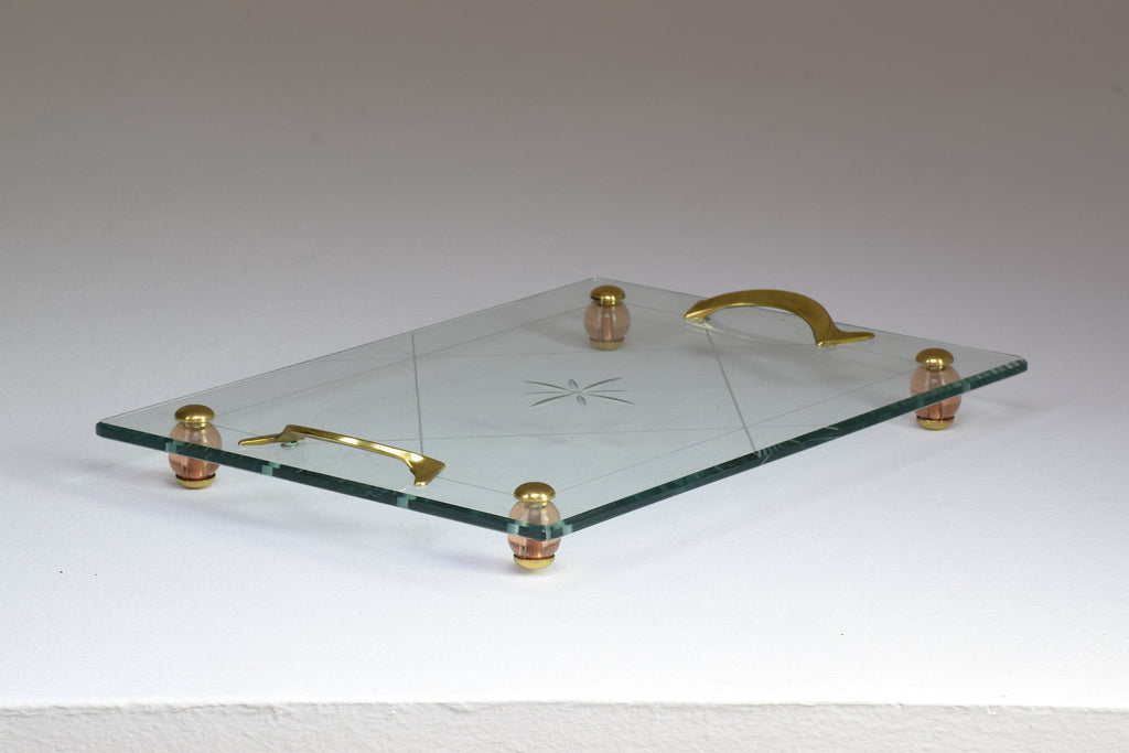 Italian Mid-Century Glass Platter Attributed to Fontana Arte, 1950's - Spirit Gallery 