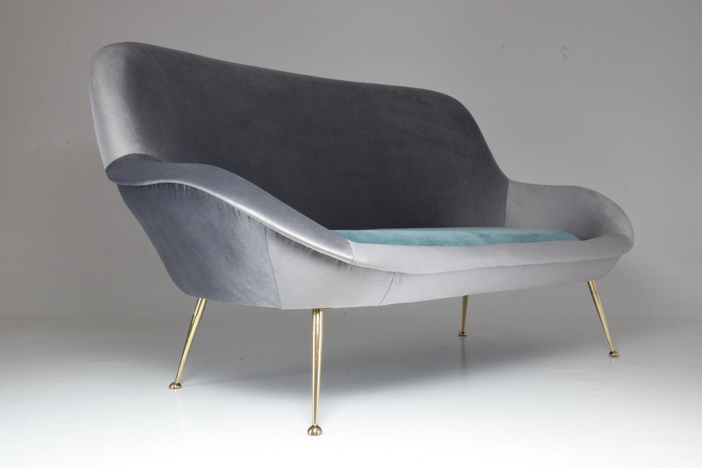 Italian Midcentury Velvet Sofa Set by ISA Bergamo, 1950s - Spirit Gallery 