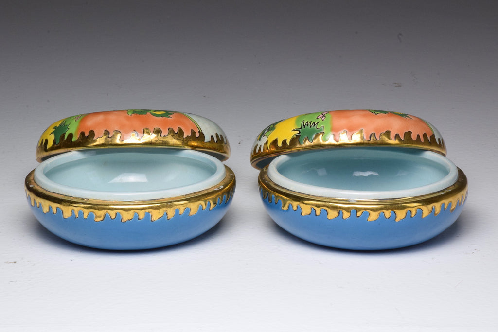 Pair of 20th Century French Trinket or Jewelery Longwy Boxes - Spirit Gallery 