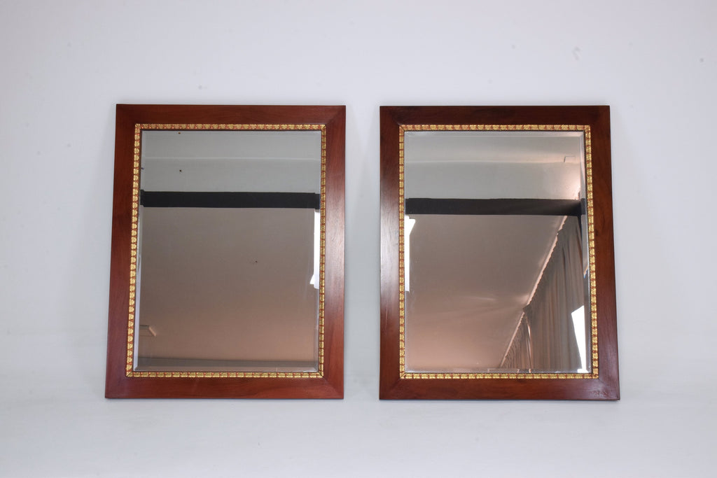 Pair of Italian Vintage Mahogany Gold Leaf Mirrors, 1920s - Spirit Gallery 