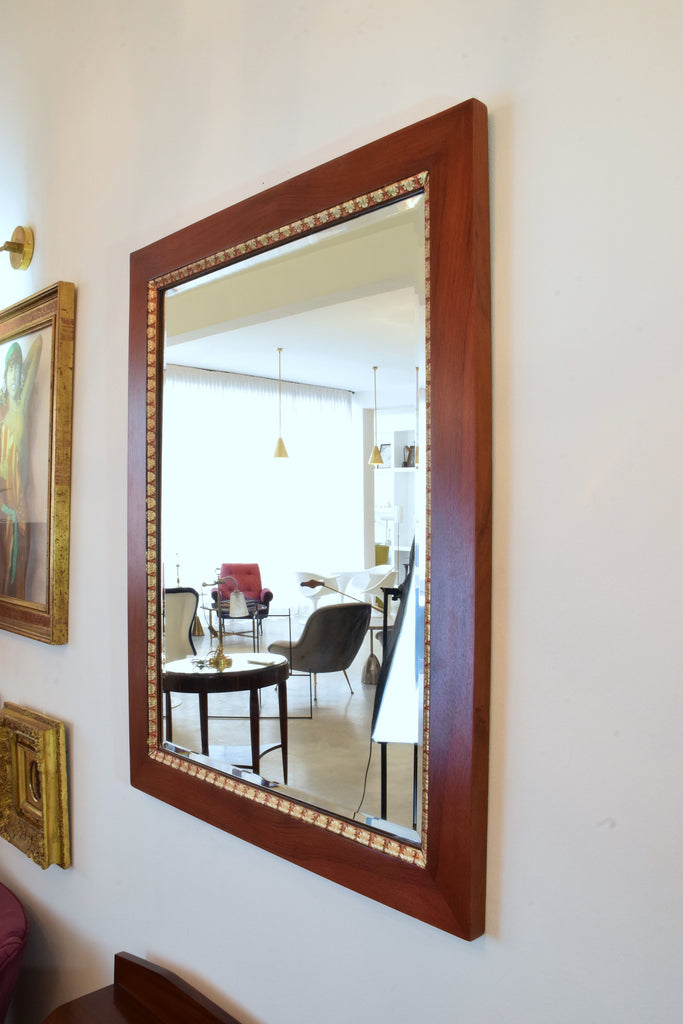 Pair of Italian Vintage Mahogany Gold Leaf Mirrors, 1920s - Spirit Gallery 